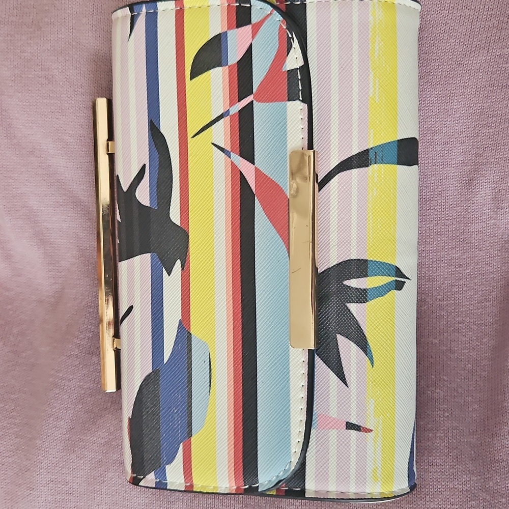 Multicolor Clutch With Gold Long Strap 'Call IT Spring'